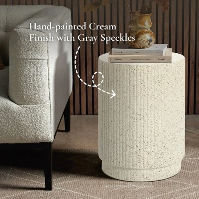 LuxenHome Outdoor Side Table, 17" Ivory White Cement Round Patio End Table,Outdoor Coffee Table For Garden Poolside,Accent Side Table 9 LuxenHome Outdoor Side Table, 17" Ivory White Cement Round Patio End Table,Outdoor Coffee Table For Garden Poolside,Accent Side Table - Image 7