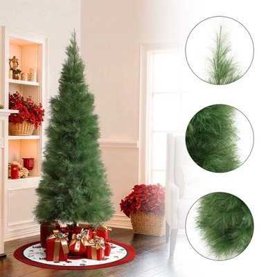 LuxenHome 6Ft Holiday Slim Artificial Pampas Grass Tree In Green 3 LuxenHome 6Ft Holiday Slim Artificial Pampas Grass Tree In Green