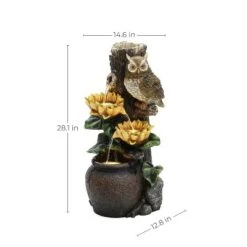 LuxenHome 28 Inch Outdoor Water Fountain, Owl And Sunflower Cascading Waterfall Fountain Outdoor And Indoor With LED Lights Brown 19 LuxenHome 28 Inch Outdoor Water Fountain, Owl And Sunflower Cascading Waterfall Fountain Outdoor And Indoor With LED Lights Brown -Garden GUEST 13b284d6 bd68 4cf3 8d30 827e9536d4db