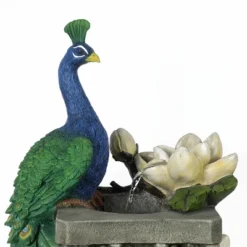 LuxenHome Resin Blue And Green Peacock Outdoor Fountain Garden Fountain With LED Light 29 LuxenHome Resin Blue And Green Peacock Outdoor Fountain Garden Fountain With LED Light -Garden GUEST 1479040e f96d 4954 b8c5 8e4cc951340c