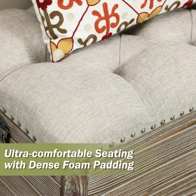 LuxenHome 47.2-Inch Wide Upholstered Wood Storage Bench. 11 LuxenHome 47.2-Inch Wide Upholstered Wood Storage Bench. - Image 9