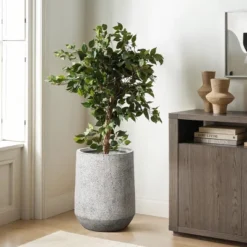 LuxenHome Tapered Concrete-Look Planter – Decorative MgO Pot For Garden Or Home -Garden GUEST 14cfeb86 22de 420d b006 ebef9fe57872