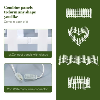 LuxenHome 8-Piece Light Show Star-Topped Fence Design Outdoor Decoration White 4 LuxenHome 8-Piece Light Show Star-Topped Fence Design Outdoor Decoration White - Image 2