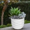 LuxenHome White MgO 15.2-Inch H Waves Design Round Planter 1 LuxenHome White MgO 15.2-Inch H Waves Design Round Planter -Garden GUEST 1607b529 c8a5 4797 ab37 e3aecccf74cb