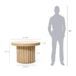 LuxenHome Brown Wood Fluted Round Coffee Table, 23.6" Wide Modern End Table For Living Room Round Wood Accent Table Bedroom Office -Garden GUEST 174ed298 75b6 4c92 93b7 16900d9c66af