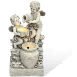 LuxenHome 30” Gray Resin Cherub Angels Outdoor Water Fountain With LED Lights, Garden Fountain Decor For Yard 15 LuxenHome 30” Gray Resin Cherub Angels Outdoor Water Fountain With LED Lights, Garden Fountain Decor For Yard -Garden GUEST 1772881c 430d 49ac b590 8f346fd9ea90