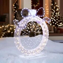 LuxenHome 3Ft Lighted Ornament & Snowflake Wreath, Silver & White Outdoor Christmas Decoration 16 LuxenHome 3Ft Lighted Ornament & Snowflake Wreath, Silver & White Outdoor Christmas Decoration -Garden GUEST 183bcccb ee3f 49b7 a8e1 290f6628da9b