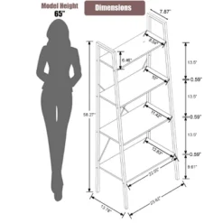 LuxenHome 4-Shelf 58.3" X 23.62" W Wood And Metal Ladder Bookcase. -Garden GUEST 1943c77b fc36 46cf ac86 514b3170a380