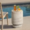 LuxenHome Travertine-Style Round Ribbed MgO Side Table Multicolored -Garden GUEST 199fb742 055b 4dad 82ed 6b241418a681