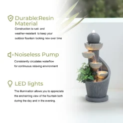 LuxenHome 29" Tall Outdoor Water Fountain With Lights, Resin Cascading Bowl Small Garden Waterfall Indoor And Outdoor Use Gray 20 LuxenHome 29" Tall Outdoor Water Fountain With Lights, Resin Cascading Bowl Small Garden Waterfall Indoor And Outdoor Use Gray -Garden GUEST 19af7813 3b2a 4edf ba89 c11f6a825fca