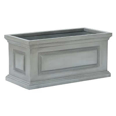 LuxenHome Gray MgO Rectangular Box Flower Pot Planter 11 LuxenHome Gray MgO Rectangular Box Flower Pot Planter - Image 9