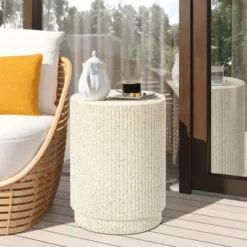 LuxenHome Outdoor Side Table, 17" Ivory White Cement Round Patio End Table,Outdoor Coffee Table For Garden Poolside,Accent Side Table 14 LuxenHome Outdoor Side Table, 17" Ivory White Cement Round Patio End Table,Outdoor Coffee Table For Garden Poolside,Accent Side Table -Garden GUEST 1a23710d 45ec 43c7 92ff 8b9c100e9be2
