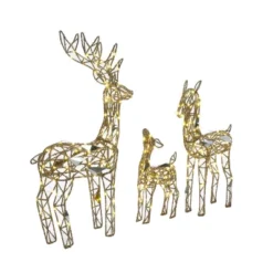 LuxenHome 3-Piece Gold Glitter Deer Family Outdoor Holiday Decoration With Lights Brown -Garden GUEST 1aadb500 0ce0 43ff 957d a63bebcff0e6