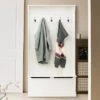 LuxenHome White MDF Hall Tree With Storage Bench -Garden GUEST 1b2861c6 dc2f 40de b651 c5fb21f3b983