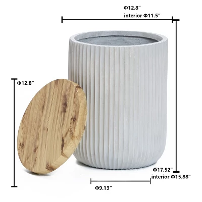 LuxenHome Gray Cement Indoor Outdoor Side Table With Storage 10 LuxenHome Gray Cement Indoor Outdoor Side Table With Storage - Image 8