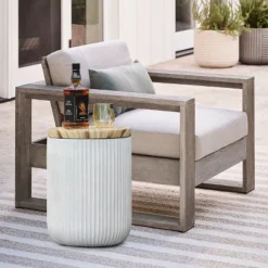 LuxenHome Gray Cement Indoor Outdoor Side Table With Storage 12 LuxenHome Gray Cement Indoor Outdoor Side Table With Storage -Garden GUEST 1b5b0988 0567 4ac6 8d9d a7c078c07123