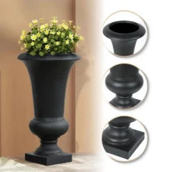 LuxenHome 22.75" H Slim MgO Urn Planter Black -Garden GUEST 1b7743cd 5584 4346 9054 c3bea2f23845