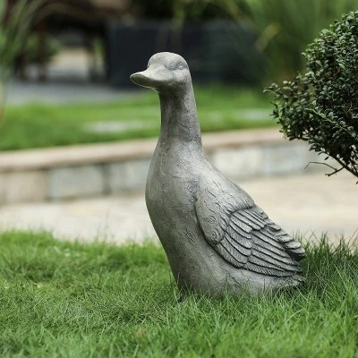 LuxenHome 18" Gray MgO Duck Garden Statue 3 LuxenHome 18" Gray MgO Duck Garden Statue
