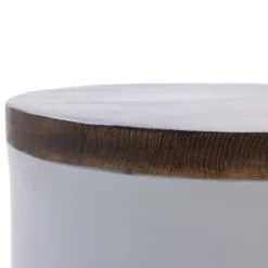 LuxenHome Gray And Brown MgO Round Side Table -Garden GUEST 1c233971 6790 442e bce8 cb99c50c795a