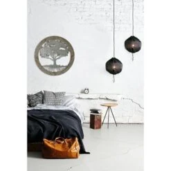 LuxenHome Metal Tree Of Life With Roots Wall Decor With Round Wood Frame -Garden GUEST 1dcc18e7 2282 40ee 805a 4523f8028702