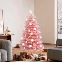 LuxenHome 5Ft Pink Cherry Blossom Christmas Tree With Fiber Optic Lights & Snowman Star Topper 17 LuxenHome 5Ft Pink Cherry Blossom Christmas Tree With Fiber Optic Lights & Snowman Star Topper -Garden GUEST 1e642c00 b230 42c4 955e fb118188b8a9