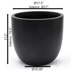 LuxenHome 17.2" Round Tapered Black Planter, Magnesium Oxide Pot For Indoor/Outdoor Use 15 LuxenHome 17.2" Round Tapered Black Planter, Magnesium Oxide Pot For Indoor/Outdoor Use -Garden GUEST 1e6fc5ba 1a42 45c8 be02 52e0319740ec