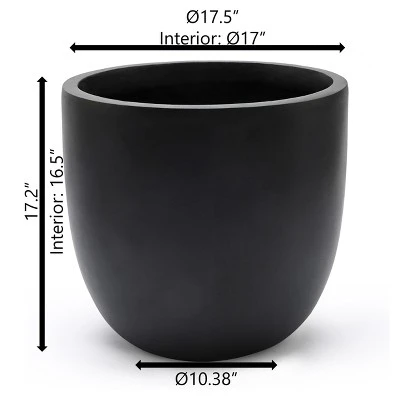 LuxenHome 17.2" Round Tapered Black Planter, Magnesium Oxide Pot For Indoor/Outdoor Use 6 LuxenHome 17.2" Round Tapered Black Planter, Magnesium Oxide Pot For Indoor/Outdoor Use - Image 4