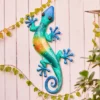 LuxenHome Blue Gecko Lizard Metal And Glass Outdoor Wall Decor -Garden GUEST 1e761fac b64f 42a2 96c4 40bf094a71c6