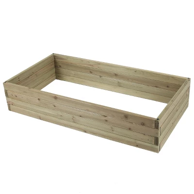 LuxenHome Natural Wood 3.8ft X 2ft Raised Garden Bed 4 LuxenHome Natural Wood 3.8ft X 2ft Raised Garden Bed - Image 2