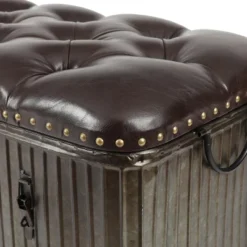 LuxenHome 47.5in. W Metal And Faux Leather Bench. 15 LuxenHome 47.5in. W Metal And Faux Leather Bench. -Garden GUEST 1ff5db30 77e2 426d bed2 31de880307d9