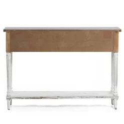 LuxenHome Distressed White Wood And Metal 3-Drawer 1-Shelf Console And Entry Table -Garden GUEST 1ff6c585 6b37 45cb a6af 64f0406c8c63
