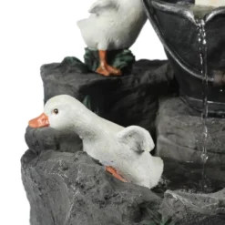 LuxenHome Resin Farmhouse Duck Family Outdoor Patio Fountain Water Fountain -Garden GUEST 2007b2a4 4567 4398 908a a66e761ceed2