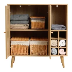 LuxenHome 35" Tall 2-Door Rattan Light Oak Finish Wood Wine And Storage Cabinet Brown 22 LuxenHome 35" Tall 2-Door Rattan Light Oak Finish Wood Wine And Storage Cabinet Brown -Garden GUEST 218dcab7 058a 42f4 aa7d ade4dca91f61