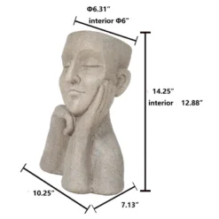 LuxenHome Speckled Beige MgO Thoughtful Bust Head Planter -Garden GUEST 21f9ee52 1007 41ce a9ef b6d1621c6731