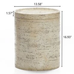 LuxenHome Beige And Brown MgO 13.6" Round Side Table For Indoor And Outdoor 13 LuxenHome Beige And Brown MgO 13.6" Round Side Table For Indoor And Outdoor -Garden GUEST 23e2cd67 6179 470b b6fb 4b08c3589d40