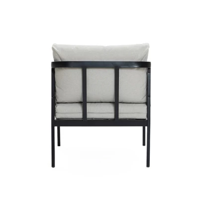 LuxenHome Outdoor Black Steel With PE Rope Armchairs With Cushions, Set Of 2 8 LuxenHome Outdoor Black Steel With PE Rope Armchairs With Cushions, Set Of 2 - Image 6