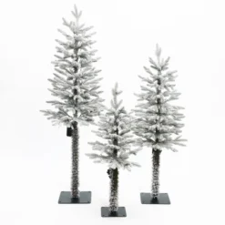 LuxenHome 3-Piece Holiday Artificial Tree Sets With Lights And Flat Stand Green -Garden GUEST 2436eca0 efef 4144 9ff0 de8ff095aadf