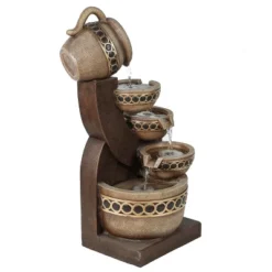 LuxenHome Brown Resin Cascading Pitchers Outdoor Fountain 12 LuxenHome Brown Resin Cascading Pitchers Outdoor Fountain -Garden GUEST 25093bb9 804c 43ee 82b5 d4d479c40ce5