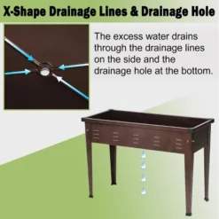 LuxenHome 39.57" W Brown Metal Rectangular Raised Garden Planter -Garden GUEST 2515347e aa16 4435 a36a 9d42f7b6a50d