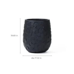 LuxenHome Round Black Geometric Planter – Indoor/Outdoor MgO Pot With Drainage Plug 19 LuxenHome Round Black Geometric Planter – Indoor/Outdoor MgO Pot With Drainage Plug -Garden GUEST 25678195 3196 42ce a105 05f08809ea15