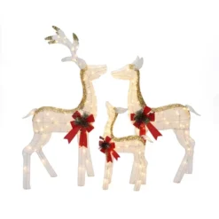 LuxenHome Lighted White & Gold Glitter Deer Family Set, Indoor/Outdoor Christmas Decoration White, Gold, Red, Green 19 LuxenHome Lighted White & Gold Glitter Deer Family Set, Indoor/Outdoor Christmas Decoration White, Gold, Red, Green -Garden GUEST 2568149a 90e7 4b20 bf1b 1a43c8ccd7f5