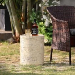 LuxenHome Beige And Brown MgO 13.6" Round Side Table For Indoor And Outdoor 11 LuxenHome Beige And Brown MgO 13.6" Round Side Table For Indoor And Outdoor -Garden GUEST 26b6c021 b6a8 44ee bfde 326ed3fd4d2d