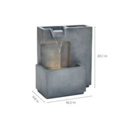 LuxenHome 20" Cascading Rectangle Water Fountain Outdoor With Planter And LED Lights, Resin Garden Garden Waterfall For Patio, Yard Gray 12 LuxenHome 20" Cascading Rectangle Water Fountain Outdoor With Planter And LED Lights, Resin Garden Garden Waterfall For Patio, Yard Gray -Garden GUEST 27483922 76a9 4165 a147 a635872678fe