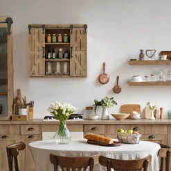 LuxenHome Farmhouse Wood Sliding 2-Door Wall Storage Cabinet 25 LuxenHome Farmhouse Wood Sliding 2-Door Wall Storage Cabinet -Garden GUEST 27e1fa42 e732 405e 93ae fd8f6f999978