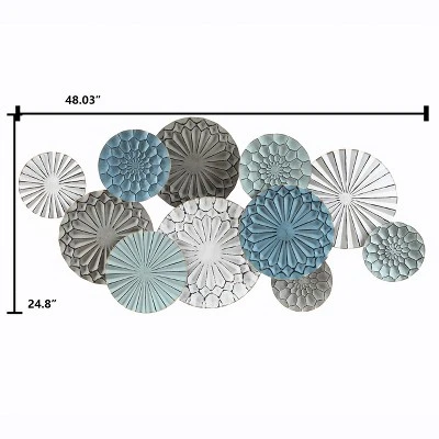 LuxenHome Multi-Color Metal Floral Layered Plates Wall Decor 9 LuxenHome Multi-Color Metal Floral Layered Plates Wall Decor - Image 7
