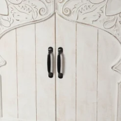 LuxenHome Farmhouse White Wood 2-Door Accent Storage Cabinet. -Garden GUEST 2843337a ba74 427a b1b7 b6daa5a973ce