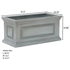 LuxenHome Gray MgO Rectangular Box Flower Pot Planter 14 LuxenHome Gray MgO Rectangular Box Flower Pot Planter -Garden GUEST 284caee6 7d9b 446b 8125 f38fcbe06fec