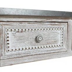 LuxenHome Distressed White Wood And Metal 3-Drawer 1-Shelf Console And Entry Table -Garden GUEST 284eb416 1e76 4725 8698 4686e9ebc37f