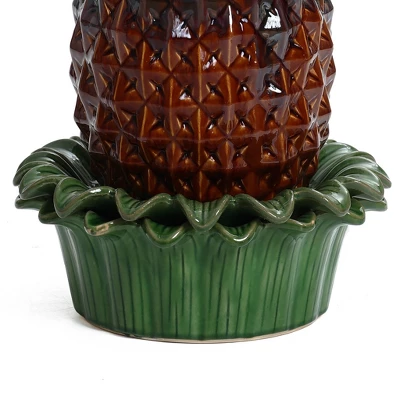 LuxenHome 17" Tabletop Ceramic Water Fountain, Pineapple Indoor And Outdoor Waterfall Fountains For Patio, Garden Decor Brown 7 LuxenHome 17" Tabletop Ceramic Water Fountain, Pineapple Indoor And Outdoor Waterfall Fountains For Patio, Garden Decor Brown - Image 5