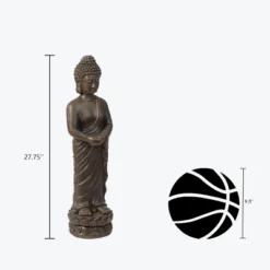 LuxenHome 27.6" Brown MgO Meditative Standing Buddha Garden Statue -Garden GUEST 29519e71 08af 4c0e 82e3 8be5e547ab86